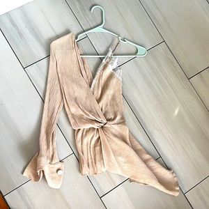 Zara Asymmetrical champagne dress shirt